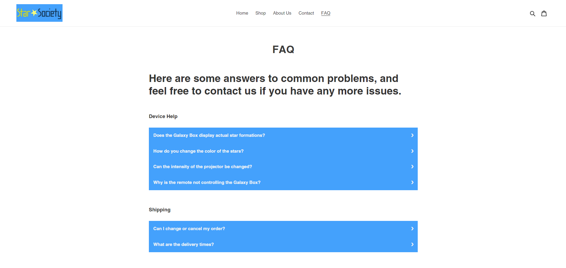 Customized FAQ page