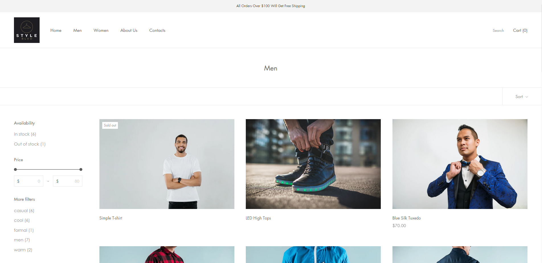 Men's product collection page