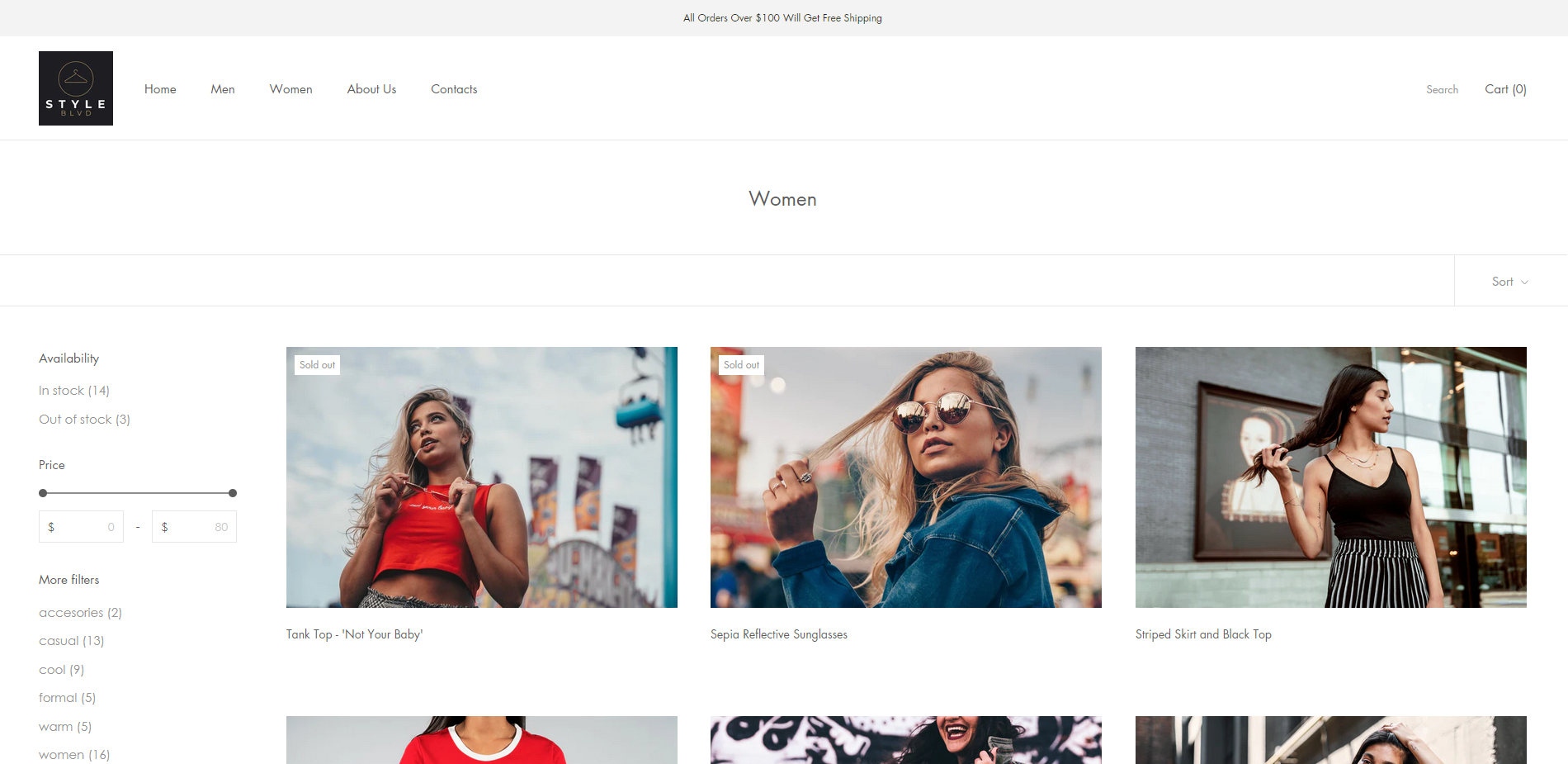 Women's product collection page